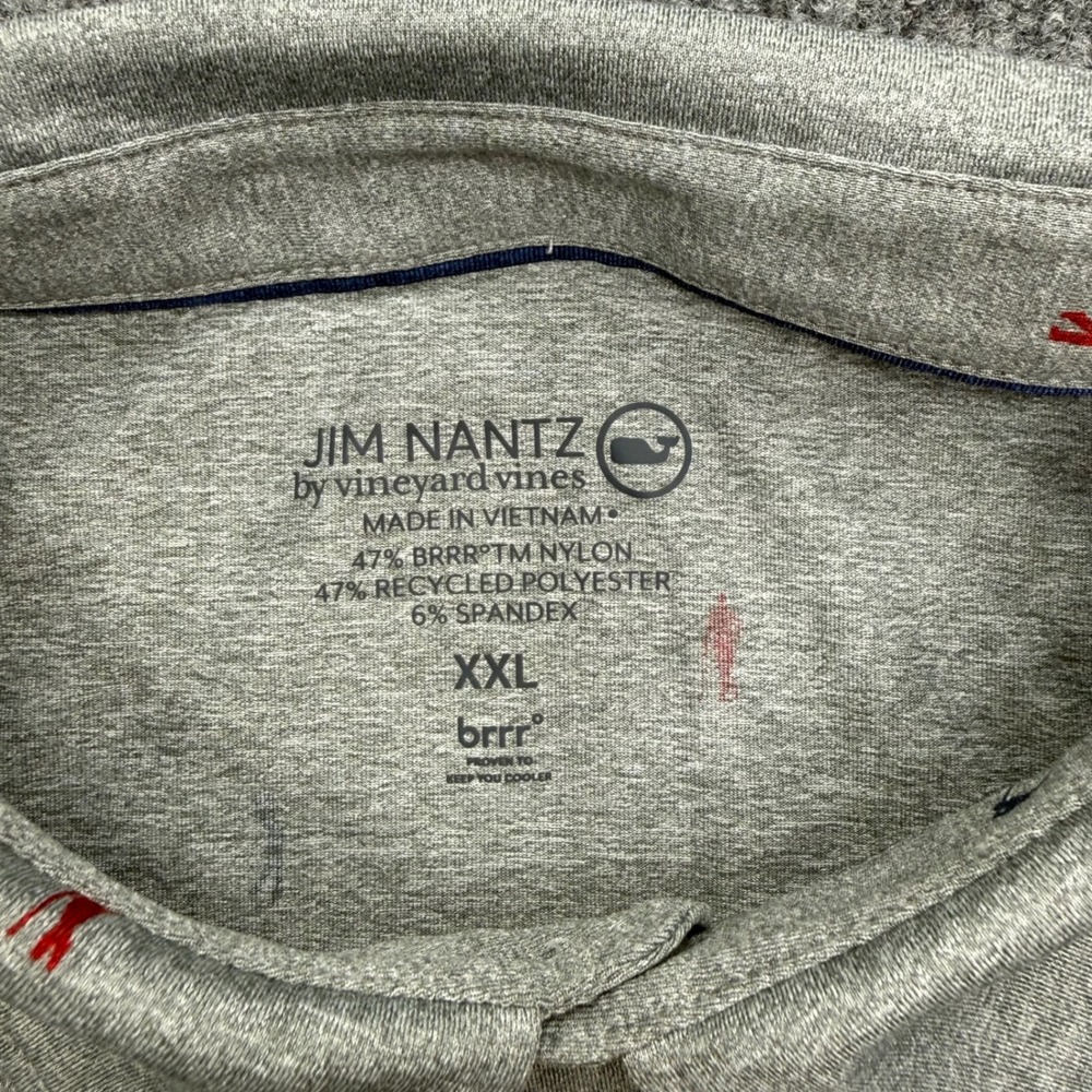 Vineyard Vines Jim Nantz Mens XXL Grey Embroidered Golfer brrr Performance Polo - Picture 3 of 7